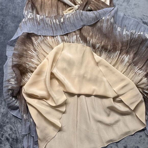 BCBG MaxAzria Sz 8 Silk Halter Dress Ombre Boho Prom Formal Tie Y2K Fairy A-Line - Picture 16 of 16